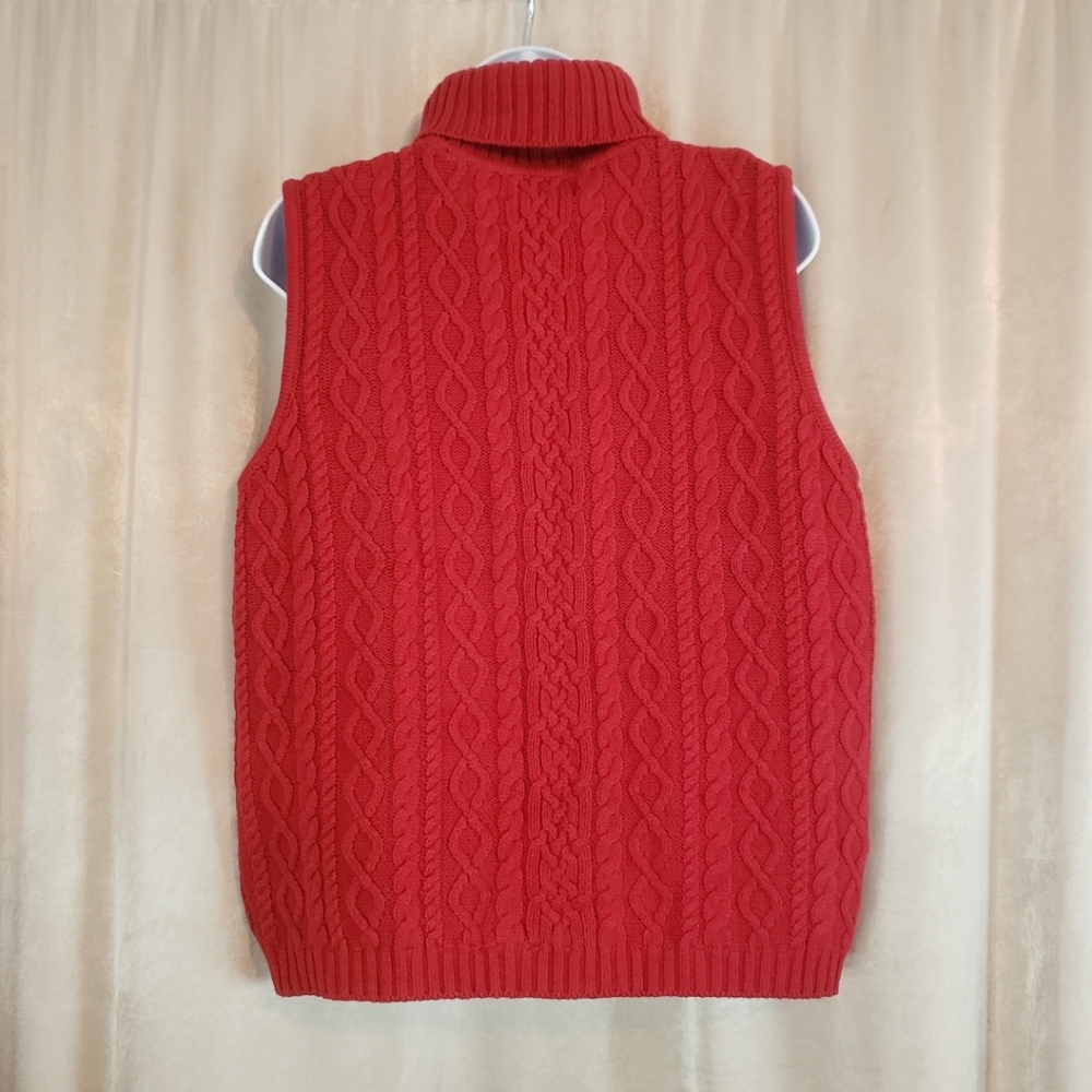 NWOT Valerie Stevens red cotton cable knit turtleneck sweater Womens Large - Picture 3 of 5